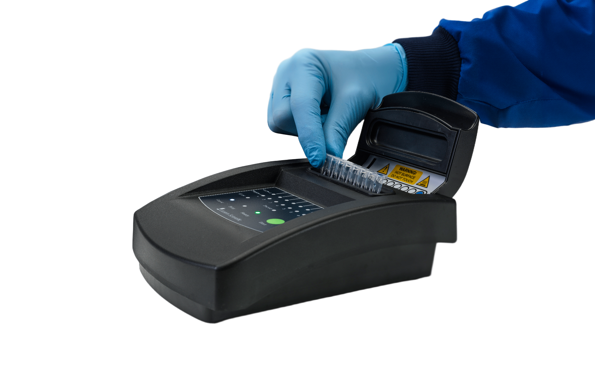 Lodestar DX analyser with gloved hand loading test cartridge
